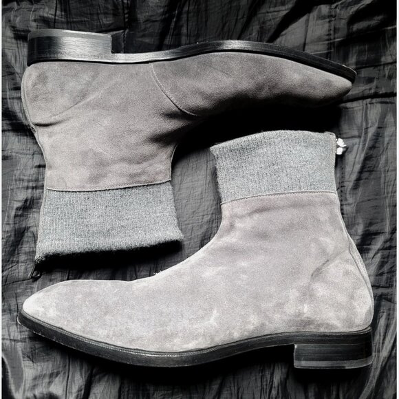 Les Hommes $860 Made in Italy Gray Suede Leather Ankle Boots Zip Up EU 45 US 12 main image 6